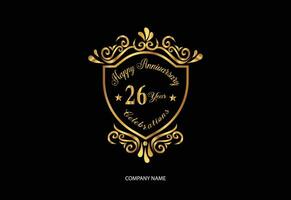 26 anniversary celebration logotype with handwriting golden color elegant design vector