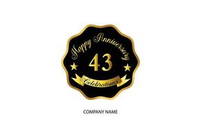 43 aniversario celebracion logotipo con escritura dorado color elegante diseño vector