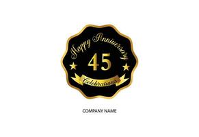 45 anniversary celebration logotype with handwriting golden color elegant design vector