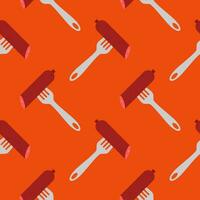 Sausage on a fork seamless pattern on color background. seamless pattern with grilled sausage on fork for kitchen, textiles, wallpaper, clothes and other vector