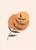 boho tropical leaf. natural shapes poster set in mid century style. Modern illustration, tropical leaf, geo elements for minimalist print, poster, boho wall decor, flat design Vector minimal art