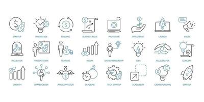 Startup icons set. Set of editable stroke icons.Vector set of Startup vector