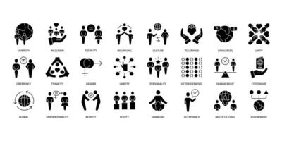 Diversity icons set. Set of editable stroke icons.Vector set of Diversity vector