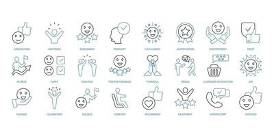 Satisfaction icons set. Set of editable stroke icons.Vector set of Satisfaction vector