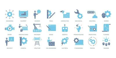 Engineering icons set. Set of editable stroke icons.Vector set of Engineering vector