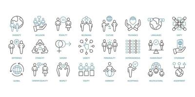 Diversity icons set. Set of editable stroke icons.Vector set of Diversity vector