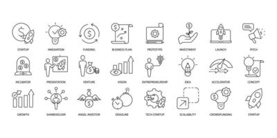 Startup icons set. Set of editable stroke icons.Vector set of Startup vector