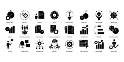 Productivity icons set. Set of editable stroke icons.Vector set of Productivity vector