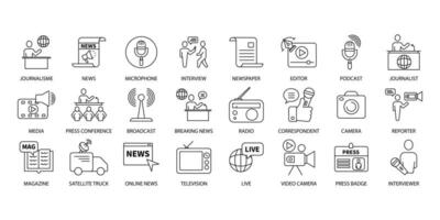 Journalism icons set. Set of editable stroke icons.Vector set of Event Journalism vector