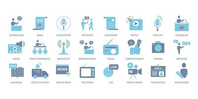 Journalism icons set. Set of editable stroke icons.Vector set of Event Journalism vector