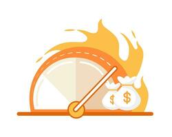 A vector illustration symbolizing that money depends on the speed of decision-making in business.