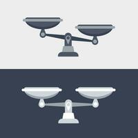 Vector monochrome illustration of scales with different weights and scales with the same weight.