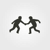 Two friends playing tag icon - Simple Vector Illustration
