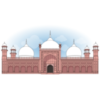 Badshahi Mosque Lahore - filled color outline beautiful illustration. png