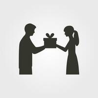 Two friends exchanging a gift icon - Simple Vector Illustration