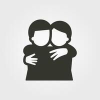 Two friends sharing a hug icon - Simple Vector Illustration