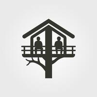 Two friends in a treehouse icon - Simple Vector Illustration