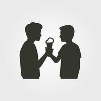 Two friends sharing an ice cream icon - Simple Vector Illustration