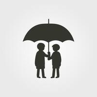 Two friends sharing an umbrella icon - Simple Vector Illustration