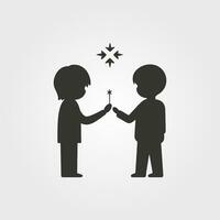Two friends making a wish icon - Simple Vector Illustration