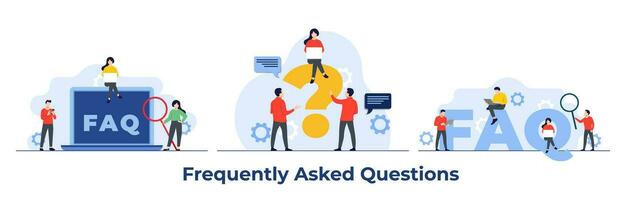 Set of frequently asked questions concept flat illustrations vector template, FAQ concept for landing page, mobile app, web banner, infographics