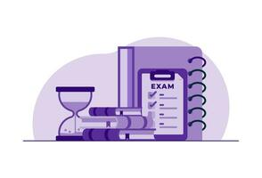 Exam concept, Examination, Test, Checklist, Student facing examination flat illustration vector template for landing page, mobile app, flyer, template, web banner, infographic