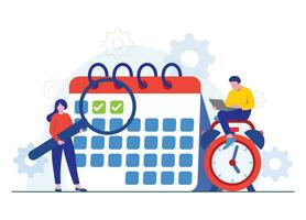 calendario gestión, planificación día, empleado planificación trabajo tareas, planificación y organizando próximo Tareas utilizando un calendario, hora gestión, y completando trabajo Tareas vector