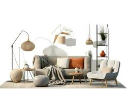 ai generado interior diseño concepto hogar moderno arquitectura mueble objeto idea generativo ai. foto