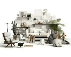 ai generado interior diseño concepto hogar moderno arquitectura mueble objeto idea generativo ai. foto