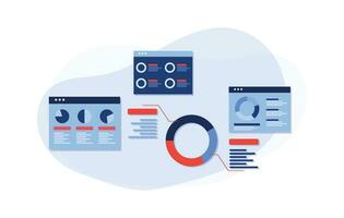 Data and information displaying on dashboards, SEO marketing advertising analytics vector illustration concept, Marketing analytics, Market research, Business Analysis