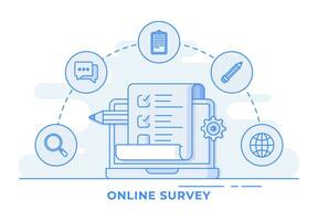 Online survey thin line vector flat illustration for landing page, web banner, mobile application, Web design user interface, UI UX