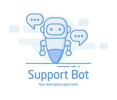 Customer support service with artificial intelligence, chatbot, support bot, robot icon thin line vector illustration