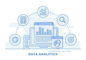 Business data analytics infographic, market research, business planning, data visualization, digital data analysis, statistics,  for landing page, web banner, web design, presentation vector