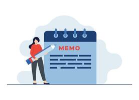 Writing a to-do list in a notebook, Memo concept flat illustration vector