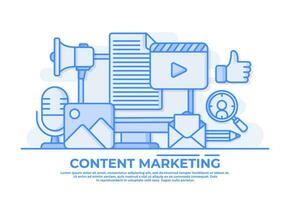 Digital content marketing flat vector illustration for website banner and landing page