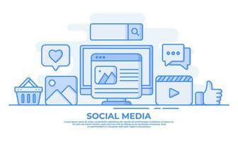 social medios de comunicación concepto plano vector ilustración para web diseño, web bandera, aterrizaje página