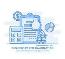 Business profit or loss report, Business data analytics, Payroll, salary calculation concept flat illustration for web banner, landing page, mobile app, vector