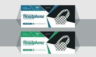 vector headphone web banner design