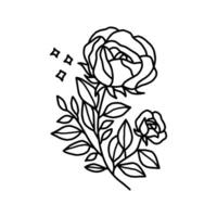 Vintage hand drawn rose floral line art logo element vector