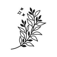 Vintage hand drawn foliage, leaf branch line art vector element