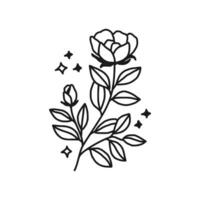 Clásico mano dibujado peonía y Rosa flor línea Arte vector ilustración elemento