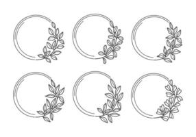 Vintage hand drawn leaf wreath frame element collection vector