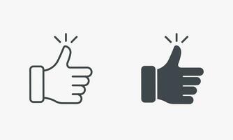 Like Silhouette and Line Icon Set. Thumb Up Pictogram. Approve, Confirm, Accept, Verify Symbol Collection. Finger Up Gesture, Good, Best Gesture in Social Media. Isolated Vector Illustration.