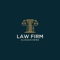 TH initial monogram logo for lawfirm with scale vector design