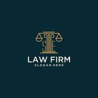 SE initial monogram logo for lawfirm with scale vector design