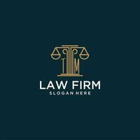 TM initial monogram logo for lawfirm with scale vector design