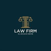 TB initial monogram logo for lawfirm with scale vector design