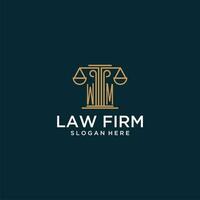 WM initial monogram logo for lawfirm with scale vector design