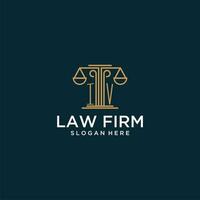 IV initial monogram logo for lawfirm with scale vector design