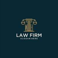 WK initial monogram logo for lawfirm with scale vector design